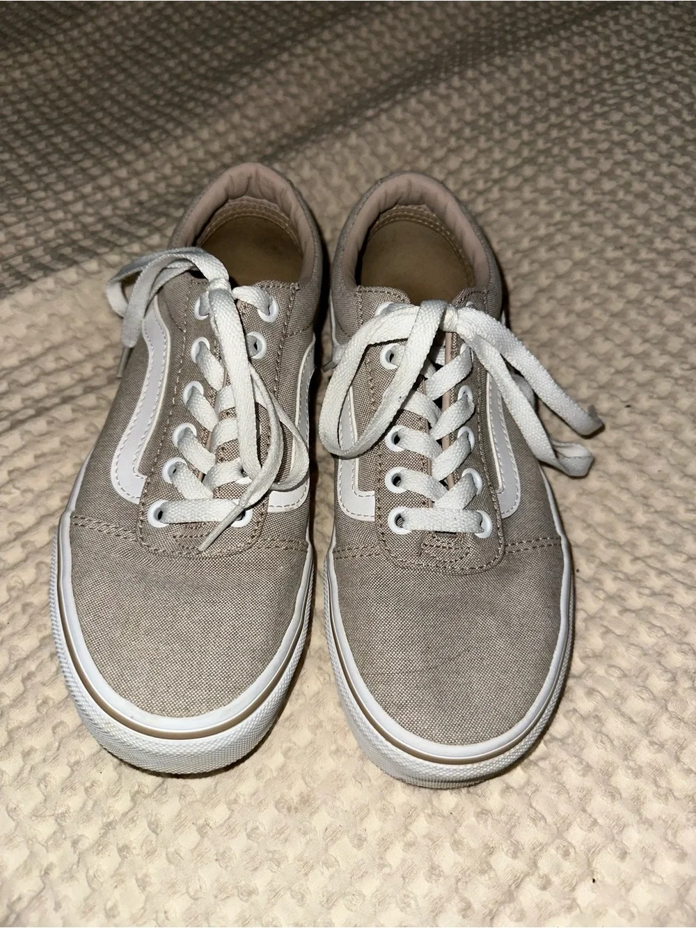 Vans Taupe Canvas Low-Top Sneakers with White Stripe